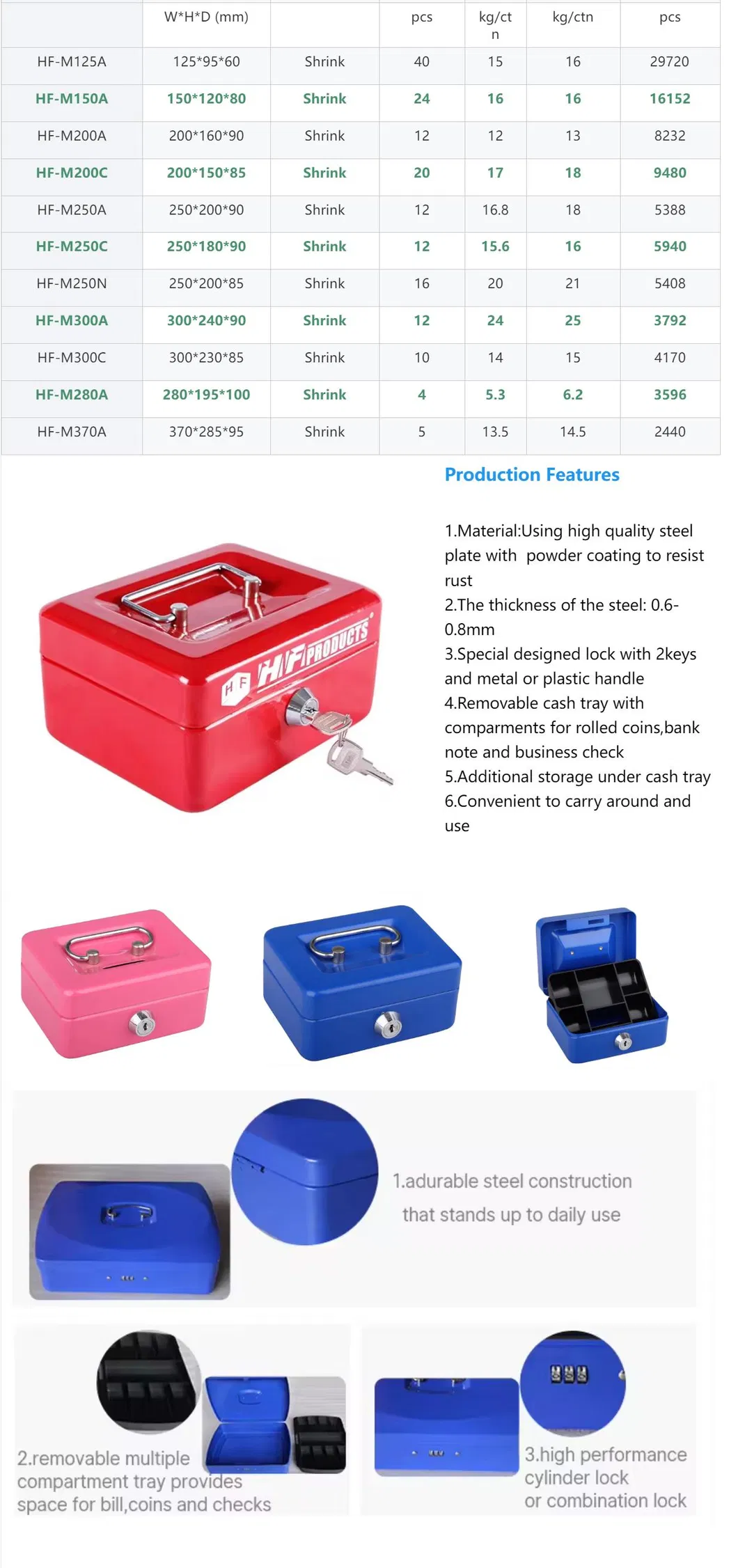 China Factory Piggy Banks for Kids Coin Box Metal Cash Box with Key Lock