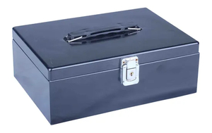 Factory Supply Metal Money Bank Safety Portable Petty Cash Box with Money Tray
