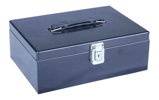 Factory Supply Metal Money Bank Safety Portable Petty Cash Box with Money Tray