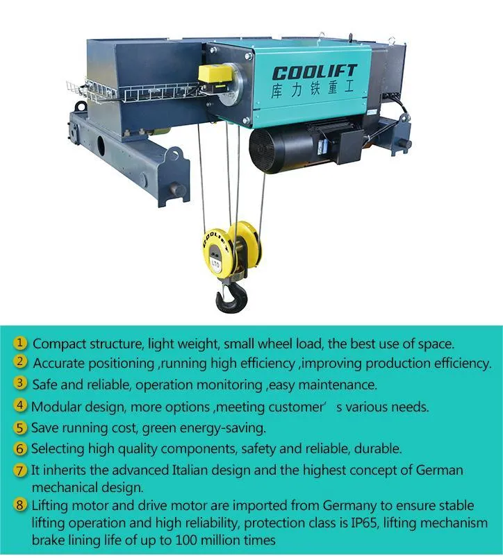 5t 15m High Quanlity Double Girder Electric Wire Rope Hoist with CE