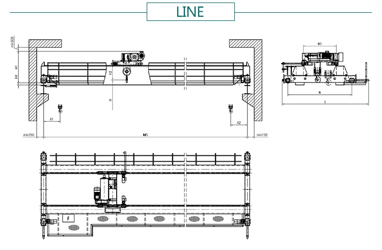 32t Double Girder Liffting Tools Wire Rope Electric Overheard Crane