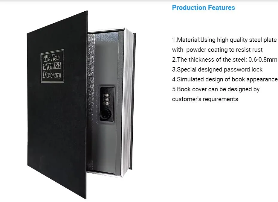 Wholesale Dictionary Book Safe Box with Combination Key Lock, Real Paper Transfer Book Safe